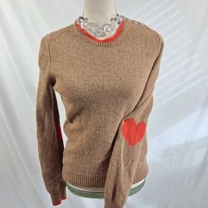 C. Wonder Brown Wool Heart On The Elbow Sweater